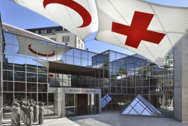 Entrée du musée international de la Croix Rouge et du Croissant Rouge à Genève en Suisse.